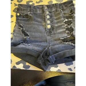 AMERICAN EAGLE BLACK NEXT LEVEL STRETCH HI-RISE SHORTS WOMENS SIZE 0